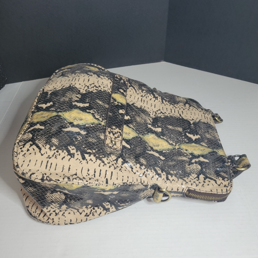 Gretta Patent Python Hobo Bag Shoulder Black Creme - image 5